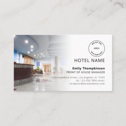 2 Photo Overlay Logo QR Code Hotel Guest House Visitekaartje (Voorkant)