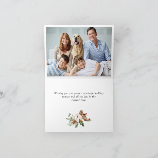 2 PHOTO Pine Cones Wreatry kerstabel Feestdagen Kaart (Binnen)