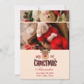 2 Photo Plaid Reindeer Baby First Christmas  Feestdagenkaart (Voorkant)
