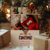 2 Photo Plaid Reindeer Baby First Christmas  Feestdagenkaart