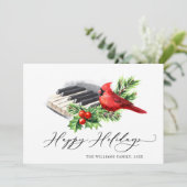 2 PHOTO Red Cardinal Holly Berry Christmas Feestdagenkaart (Staand voorkant)