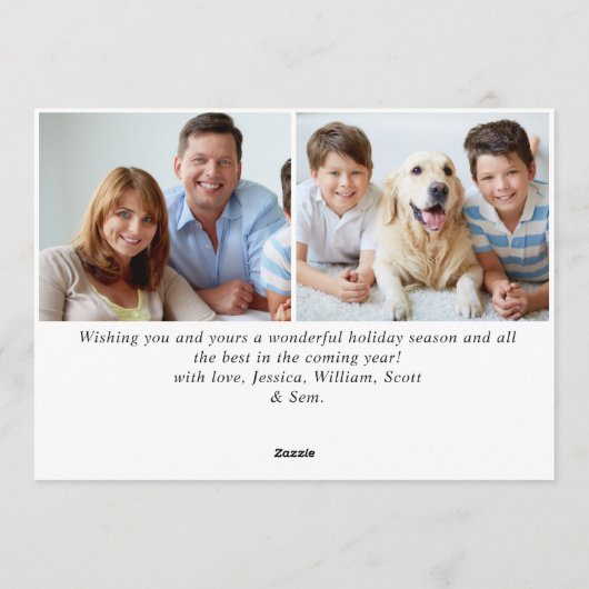 2 PHOTO Red Cardinal Holly Berry Christmas Feestdagenkaart (Achterkant)