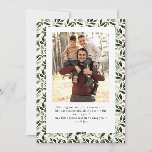 2 Photo Retro Christmas Hand Drawn Red Bow Ribbon Feestdagenkaart (Achterkant)