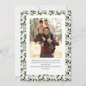 2 Photo Retro Christmas Hand Drawn Red Bow Ribbon Feestdagenkaart (Achterkant)