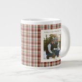2 Photo Rustic Green Red Plaid Monogram Christmas Grote Koffiekop (Voorkant rechts)