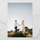 2 Photo & Silver Script Seaside Beach Wedding Folie Uitnodiging (Achterkant)