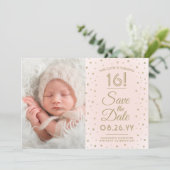 2 Photo Sweet 16 Birthday Blush Gold Save the Date (Staand voorkant)