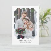 2 photo Wavy Frame Newlywed Wedding Thank you Kaart (Staand voorkant)