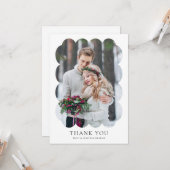 2 photo Wavy Frame Newlywed Wedding Thank you Kaart (Voorkant / Achterkant in situ)
