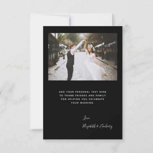 2-Photo Wedding White Script Black Bedankkaart (Achterkant)