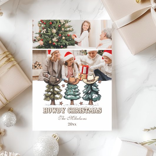 2 photo Western Howdy Christmas Feestdagenkaart