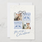 2-Photo X-mas Present Card Nordic Knits Silver Bow Kaart (Voorkant)