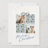 2-Photo X-mas Present Card Rudolph Firs Silver Bow Kaart (Voorkant)