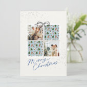 2-Photo X-mas Present Card Rudolph Firs Silver Bow Kaart (Staand voorkant)