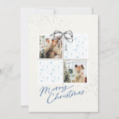 2-Photo X-mas Present Card Soft Snow Silver Bow Kaart (Voorkant)