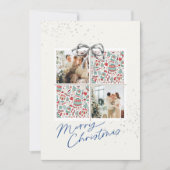 2-Photo X-mas Present Card Ugly Sweater Silver Bow Kaart (Voorkant)