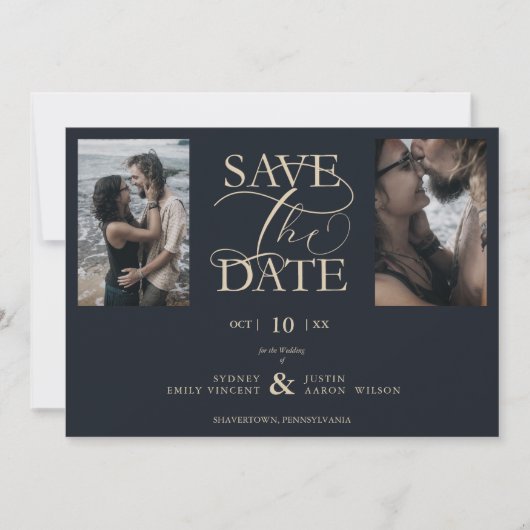 2 Photos Blue Chic Trendy Collage Wedding Covid19 (Voorkant)