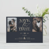 2 Photos Blue Chic Trendy Collage Wedding Covid19 (Staand voorkant)