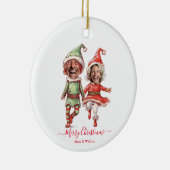 2 Photos Christmas elves  Keramisch Ornament (Rechts)