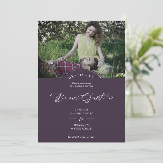 2 Photos Collage Minimalist Be our Guest Save The Date (Staand voorkant)