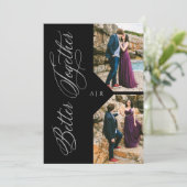 2 Photos Collage Silver Whimsical Luxury Modern Kaart (Staand voorkant)