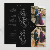 2 Photos Collage Silver Whimsical Luxury Modern Kaart (Voorkant / Achterkant)