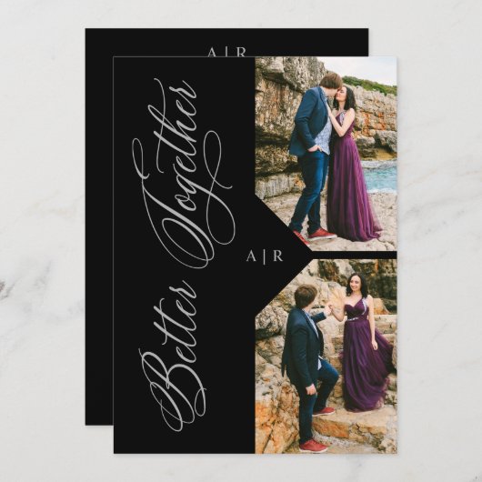 2 Photos Collage Silver Whimsical Luxury Modern Kaart (Voorkant / Achterkant)