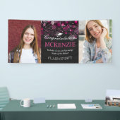2 Photos Congratulations Hot Pink Bokeh Graduation Spandoek (Beurs)