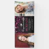 2 Photos Congratulations Hot Pink Bokeh Graduation Spandoek (Verticaal)