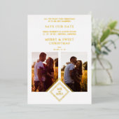 2 Photos Fancy MR & MRS Christmas Wedding Folie Feestdagenkaart (Staand Voorkant)