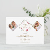 2 Photos Fancy Romantic Pink Shades Floral Bouquet Save The Date (Staand voorkant)