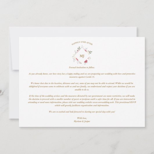 2 Photos Fancy Romantic Pink Shades Floral Bouquet Save The Date (Achterkant)