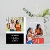 2 Photos Graduates Simple Graduation Real Folie Uitnodiging (Staand Voorkant)