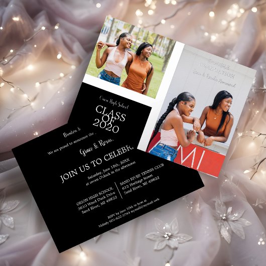 2 Photos Graduates Simple Graduation Real Folie Uitnodiging