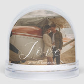 2 Photos Love Name Simple Modern Script Couple Sneeuwbol (Voorkant)