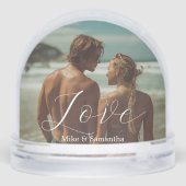 2 Photos Love Name Simple Modern Script Couple Sneeuwbol (Achterkant)