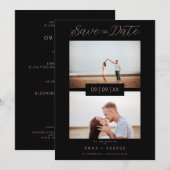 2 Photos Modern Collage Wedding Wimshical Script Save The Date (Voorkant / Achterkant)