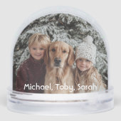 2 Photos Script Kids Dog Photo Fun Personalized  Sneeuwbol (Achterkant)