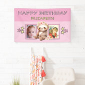 2 photos sloth birthday name kids pink party spandoek (Insitu)