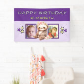 2 photos sloth birthday name kids purple party spandoek (Insitu)