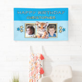 2 photos tiger birthday name kids blue party spandoek (Insitu)