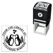 2 Pinguïns die kussen, Hartjes Bibliotheek Boek Na Zelfinktende Stempel (In situ)
