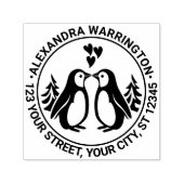 2 pinguïns zoenen, harten naam terug adres  zelfinktende stempel (Design)