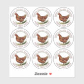 2" Plastic Ei Kartonnen Stickers met Hen (Vel)