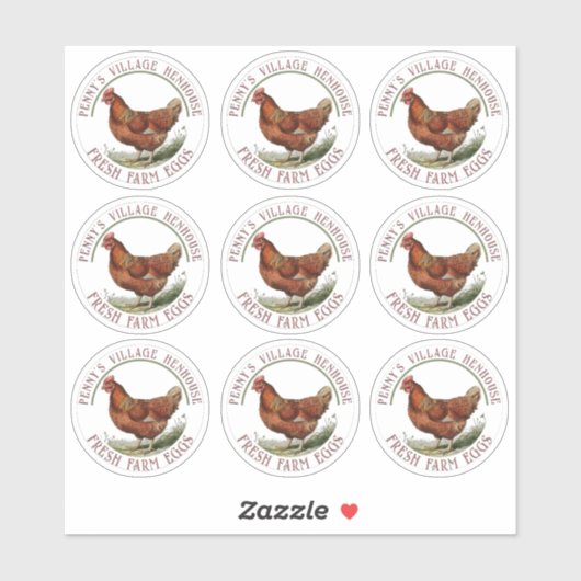 2" Plastic Ei Kartonnen Stickers met Hen (Vel)