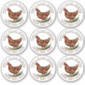 2" Plastic Ei Kartonnen Stickers met Hen (Voorkant)