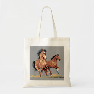 2 Prachtige paarden die Canvas tas uitvoeren