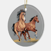 2 prachtige paarden met kerstboombomen Ornament (Links)