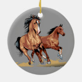 2 prachtige paarden met kerstboombomen Ornament (Achterkant)