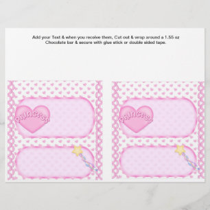 2 Prinses Birthday Custom Snoep Bar Wrappers Flyer